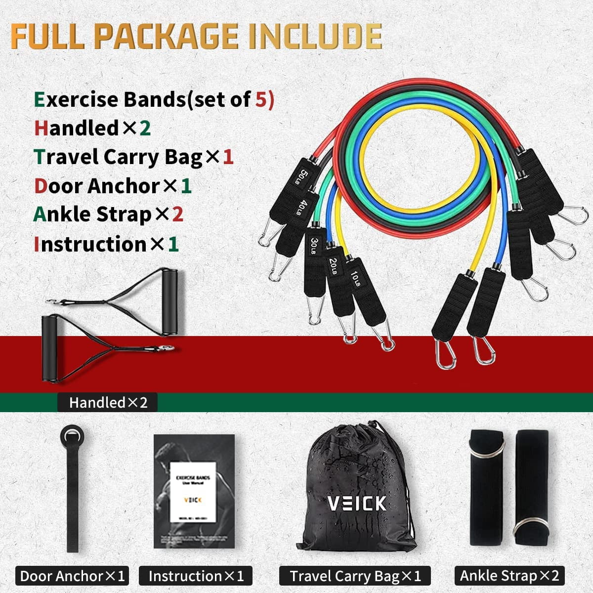 Resistance Bands Set with Handles – Full Body Home Workout